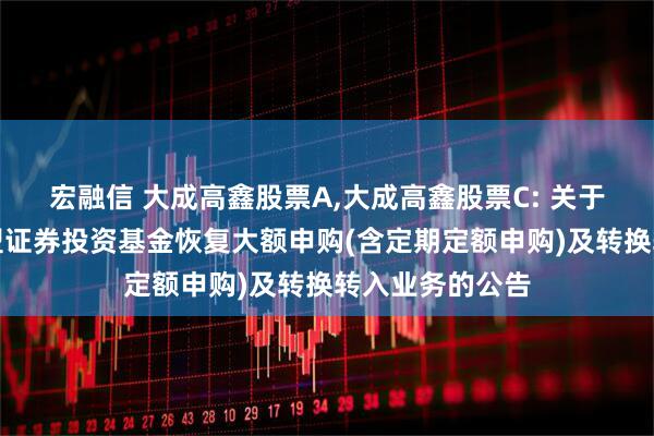 宏融信 大成高鑫股票A,大成高鑫股票C: 关于大成高鑫股票型证券投资基金恢复大额申购(含定期定额申购)及转换转入业务的公告