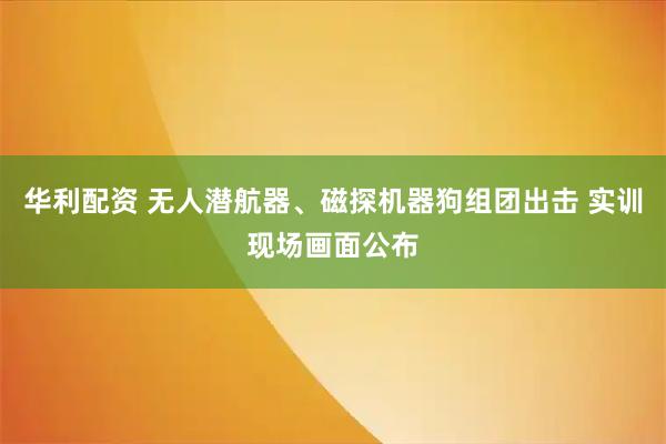 华利配资 无人潜航器、磁探机器狗组团出击 实训现场画面公布